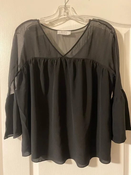 Bailey 44 Black Sheer V-Neck Bell Sleeve Top - Picture 1 of 1